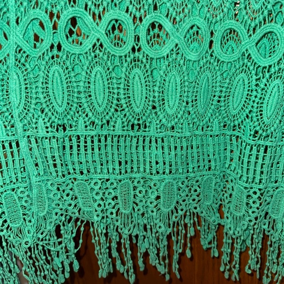 Embroidered Knit Green Beach Tank Cover Up - Picture 2 of 3